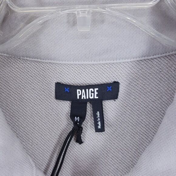 PAIGE Sweatshirt Mens Medium Gray 1/4 Zip Pullover Casual Terry DAVION $189 - Picture 3 of 9